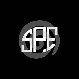 SPE letter logo design on black background. SPE creative initials letter logo concept. SPE letter design.SPE letter logo design on photo