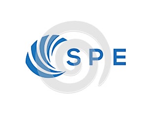 SPE letter logo design on white background. SPE creative circle letter logo concept photo