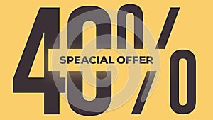 Speacial offer 40% word animation motion graphic video with Alpha Channel, transparent background use for web banner, coupon,sale