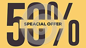 Speacial offer 50% word animation motion graphic video with Alpha Channel, transparent background use for web banner, coupon,sale