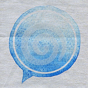 Speak blue bubble watercolor on linen fabric texture.