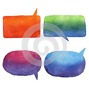 Speak bubbles watercolor icons set raster.