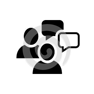 Speak or chat black vector icon. Two people with speech bubbles. Dialog symbol. Vector EPS 10