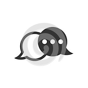 Speak chat sign icon in flat style. Speech bubbles vector illustration on white isolated background. Team discussion button