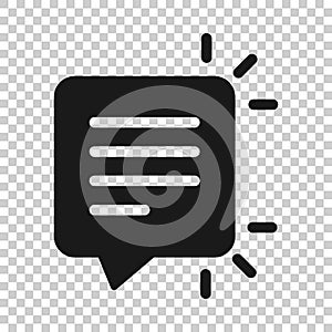 Speak chat sign icon in flat style. Speech bubbles vector illustration on white isolated background. Team discussion button