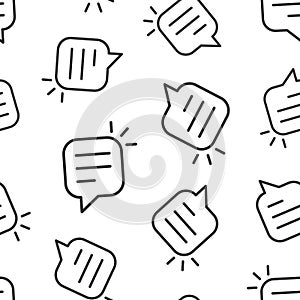 Speak chat sign icon in flat style. Speech bubbles vector illustration on white isolated background. Team discussion button