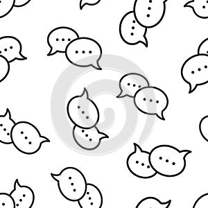 Speak chat sign icon in flat style. Speech bubbles vector illustration on white isolated background. Team discussion button