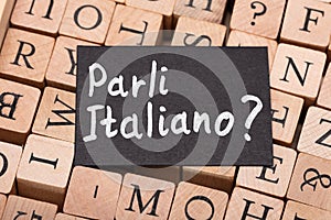 Speak Italian Question On Letter Wooden Blocks