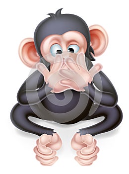 Speak No Evil Cartoon Monkey