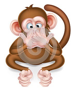 Speak No Evil Cartoon Wise Monkey