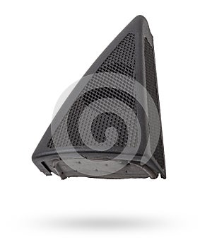 speaker of an acoustic system - an audio for playing music in a car interior on a white isolated background in a photo studio.