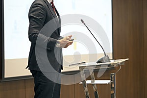 Speaker at business conference or presentation