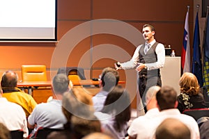 Speaker at Business Conference and Presentation. photo