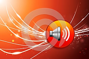 Speaker Button on Red Abstract Light Background