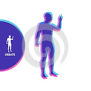 Speaker. Concept of debates, seminar or election. Candidate of party involved in debate. Vector illustration