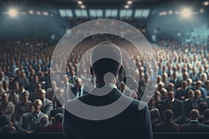 Speaker giving a talk in conference hall at business event