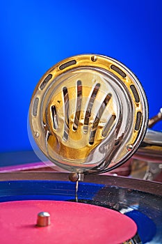 Speaker of gramophone close up