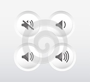 Speaker Icon Vector. Volume up and down. Mute volume.