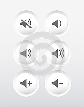 Speaker Icon Vector. Volume up and down. Mute volume.