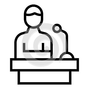 Speaker icon outline vector. Seminar presentation