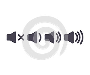 Speaker icon set. Sound volume set of icons. Lloudspeaker icon vector. Volume settings buttons set.