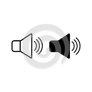 Speaker icon set. Volume control on off mute symbol. Flat application interface sign. Vector illustration image