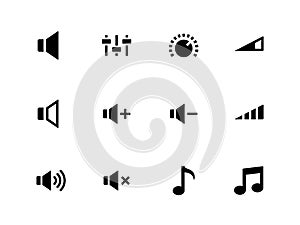 Speaker icons on white background. Volume control.