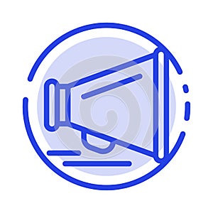 Speaker, Laud, Motivation Blue Dotted Line Line Icon