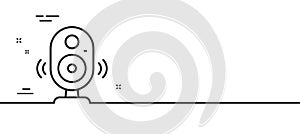 Speaker line icon. Computer component sign. Sound symbol. Minimal line pattern banner. Vector
