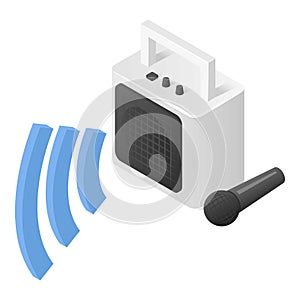 Speaker and microphone icon, isometric style