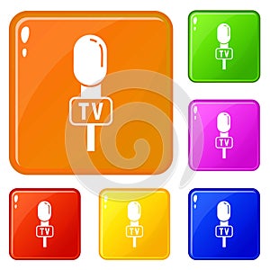 Speaker microphone icons set vector color