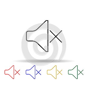 speaker off multi color style icon. Simple thin line, outline vector of web icons for ui and ux, website or mobile application