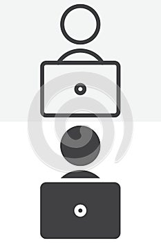 Speaker person line and solid vector icon set