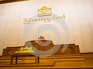 Speaker's seat at the Parliament of Myanmar