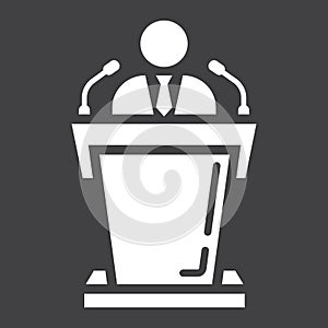 Speaker solid icon, business and tribune