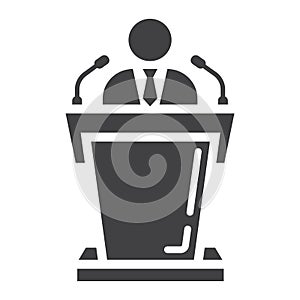 Speaker solid icon, business and tribune