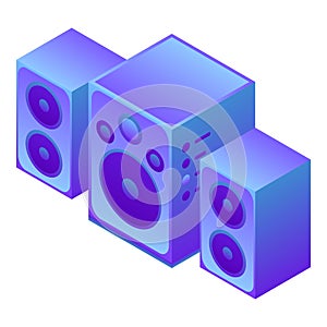 Speaker sound system icon, isometric style