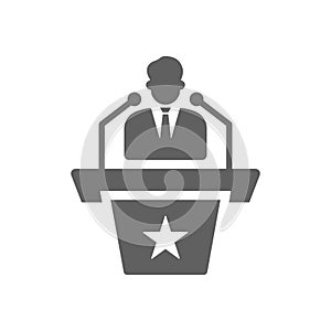 Speaker, spokesperson icon. Gray vector graphics