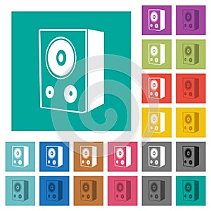 Speaker square flat multi colored icons