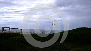 Speaker tower on the beach for Tsunami warning.