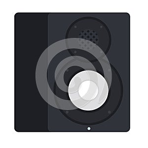 Speaker with two dynamic that produces sound waves Musician vector icon flat isolated illustration.