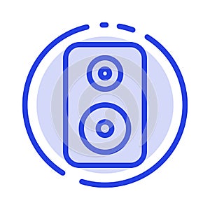 Speaker, Woofer, Laud Blue Dotted Line Line Icon