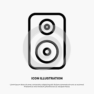 Speaker, Woofer, Laud Line Icon Vector