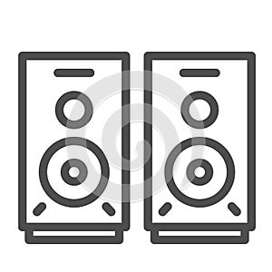 Speakers line icon, Media concept, audio speaker sign on white background, stereo speakers icon in outline style for