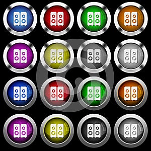 Speakers white icons in round glossy buttons on black background