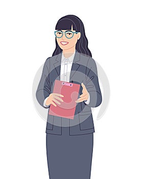 Speaking Business Woman Vector Flat Illustration