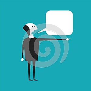 Speaking businessman vector concept in flat cartoon style