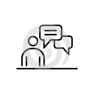 Speaking man business people icon simple line flat illustration