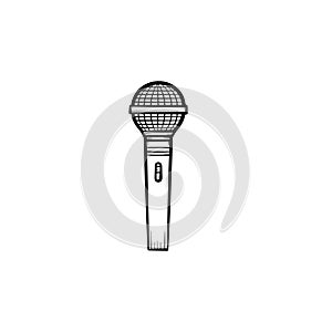 Speaking microphone hand drawn outline doodle icon.
