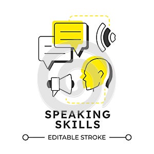 Speaking skills modern linear concept icon